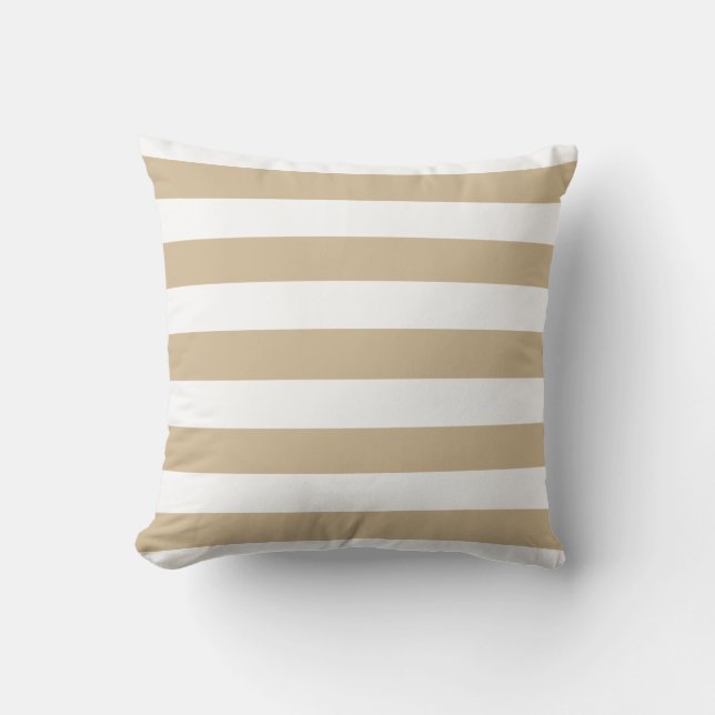 Sandy Brown Nautical Stripes OutdoorKussens Buitenkussen (Voorkant)