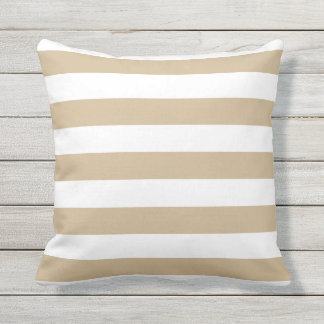 Sandy Brown Nautical Stripes OutdoorKussens Buitenkussen