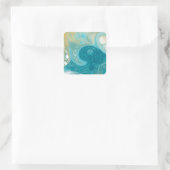 Sandy Brown Ocean Blauwgroen Fluid Art Vierkante Sticker (Tas)