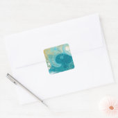 Sandy Brown Ocean Blauwgroen Fluid Art Vierkante Sticker (Envelop)