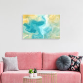 Sandy Brown Ocean Blue Fluid Art Canvas Afdruk (Insitu (Woonkamer))