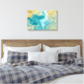 Sandy Brown Ocean Blue Fluid Art Canvas Afdruk (Insitu (Slaapkamer))