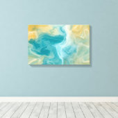 Sandy Brown Ocean Blue Fluid Art Canvas Afdruk (Insitu (Houten vloer))