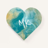 Sandy Brown Ocean Blue Fluid Art Notitieboek (Voorkant)