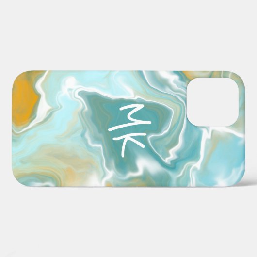 Sandy Brown Ocean Blue Marble Fluid Art Case-Mate iPhone Case (Achterkant (horizontaal))