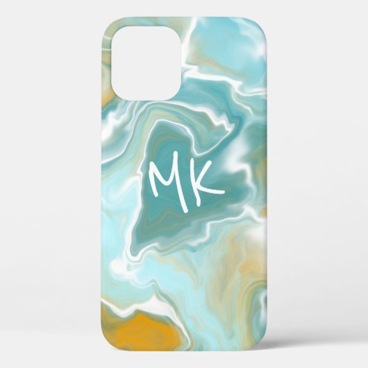 Sandy Brown Ocean Blue Marble Fluid Art Case-Mate iPhone Case (Achterkant)