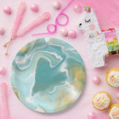 Sandy Brown Ocean Blue Marble Fluid Art Papieren Bordje (Feest)