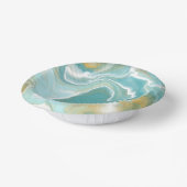 Sandy Brown Ocean Blue Marble Fluid Art Papieren Kommen (Gebogen)