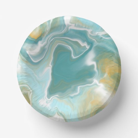 Sandy Brown Ocean Blue Marble Fluid Art Papieren Kommen (Voorkant)