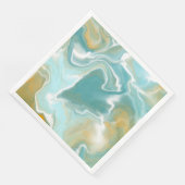 Sandy Brown Ocean Blue Marble Fluid Art Servet (Hoek)