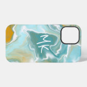 Sandy Brown Ocean Blue Marmer Vloeibare Kunst iPhone Hoesje (Achterkant horizontaal)