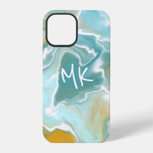 Sandy Brown Ocean Blue Marmer Vloeibare Kunst iPhone Hoesje (Achterkant)