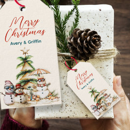 Sandy Christmas Tree Snowman Gathering Cadeaulabel