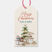 Sandy Christmas Tree Snowman Gathering Cadeaulabel (Voorkant)