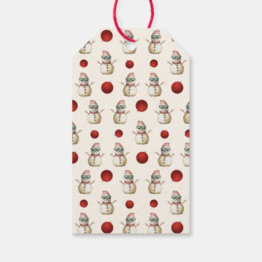 Sandy Christmas Tree Snowman Gathering Cadeaulabel (Achterkant)