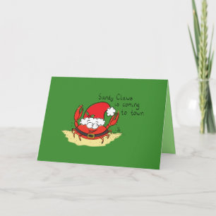 Sandy Claws Crab kerstkaart Kaart