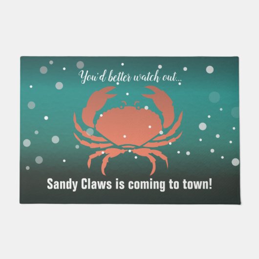 Sandy Claws komt naar de stad Crab Door Mat (Voorkant)
