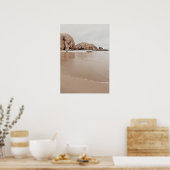 Sandy coast with rocks, beige minimalist aesthetic poster (Keuken)
