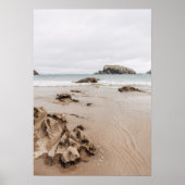 Sandy coast with rocks, moody ocean aesthetic poster (Voorkant)