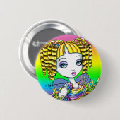 "Sandy" Cute Rainbow Fairy Mermaid Art Button (Voorkant /achterkant)