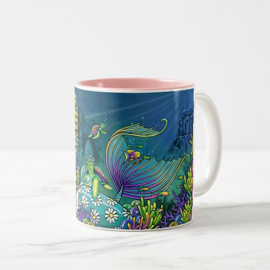 "Sandy" Cute Rainbow Fairy Mermaid Art Mok (Voorkant rechts)