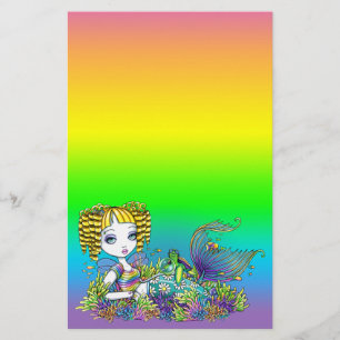 "Sandy" Cute Rainbow Fairy Mermaid Art Stationery Briefpapier