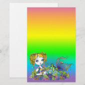 "Sandy" Cute Rainbow Fairy Mermaid Art Stationery Briefpapier (Voorkant / Achterkant)
