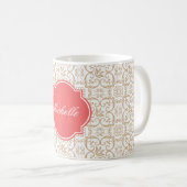 Sandy Damask Monogram Beaker Koffiemok (Voorkant rechts)