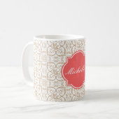 Sandy Damask Monogram Beaker Koffiemok (Voorkant links)