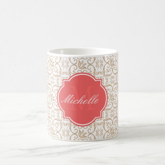 Sandy Damask Monogram Beaker Koffiemok (Center)