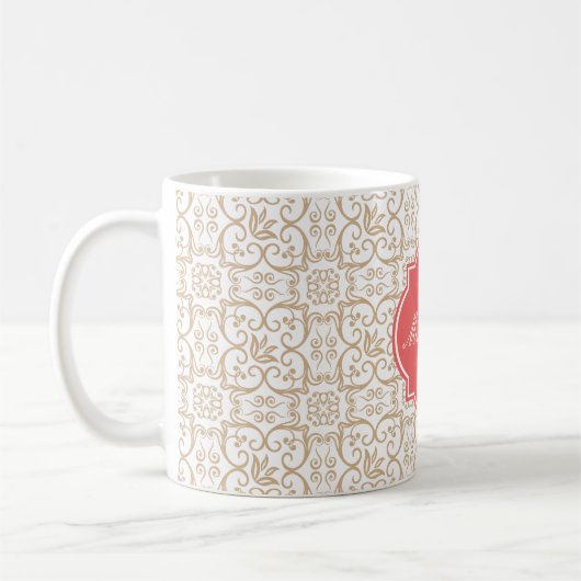 Sandy Damask Monogram Mok (Links)