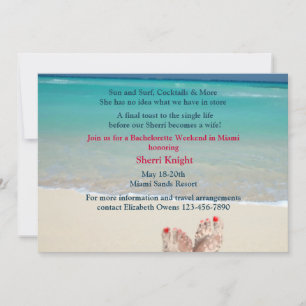Sandy Feet Bachelorette Party Invitation Kaart