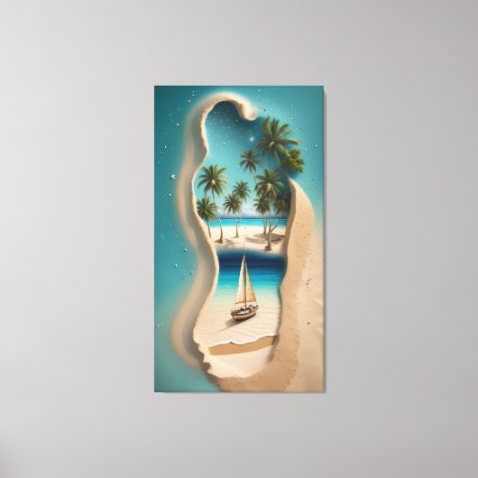 Sandy Footprint Paradise: A Tropical Escape  Canvas Afdruk (Voorkant)