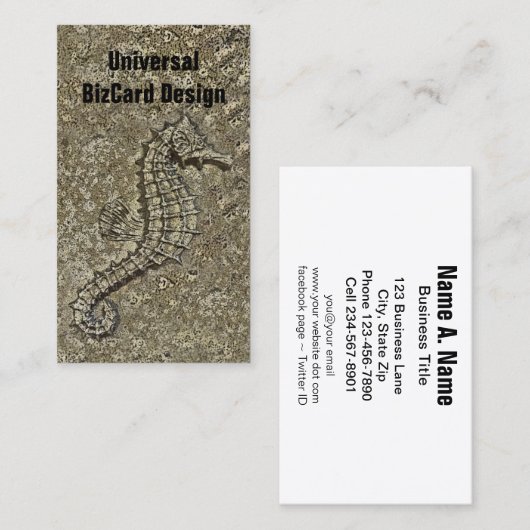 Sandy getextureerde Seahorse foto Visitekaartje (Voorkant / Achterkant)