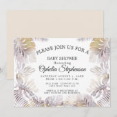 Sandy Gold Aardse Mauve Leafy Waterverf Douche Kaart (Voorkant / Achterkant)