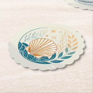 Sandy Gradient Seashell Onderzetter in Blauwgroen