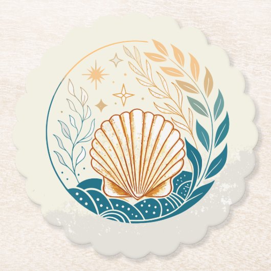 Sandy Gradient Seashell Onderzetter in Blauwgroen (Voorkant)