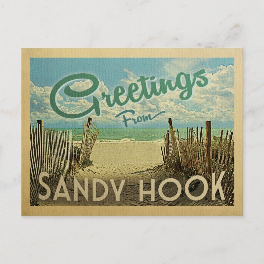 Sandy Hook Beach Vintage Travel Briefkaart (Voorkant)