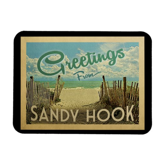 Sandy Hook Beach Vintage Travel Magneet (Horizontaal)