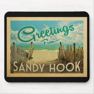 Sandy Hook Beach Vintage Travel Muismat