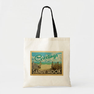 Sandy Hook Beach Vintage Travel Tote Bag