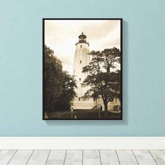 Sandy Hook Lighthouse Canvas Afdruk (Insitu (Houten vloer))