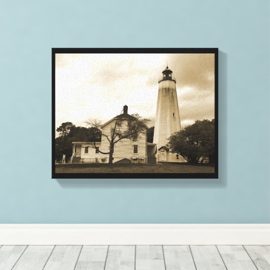 Sandy Hook Lighthouse Canvas Afdruk (Insitu (Houten vloer))