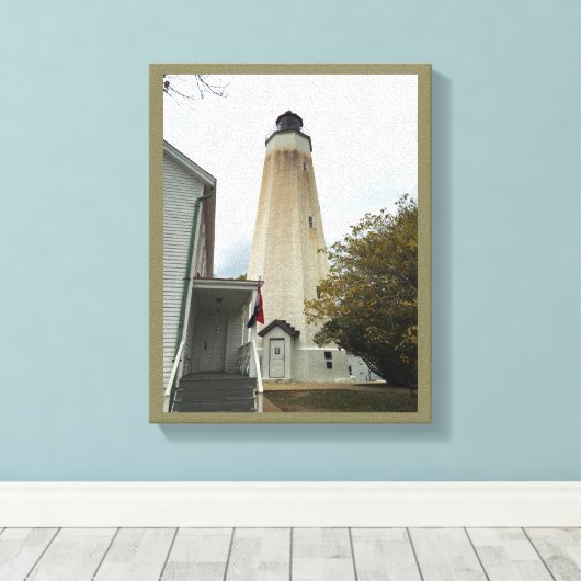 Sandy Hook Lighthouse Canvas Afdruk (Insitu (Houten vloer))