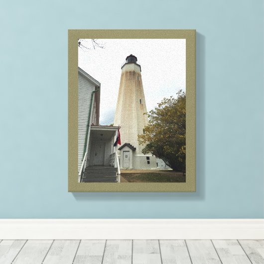 Sandy Hook Lighthouse Canvas Afdruk (Insitu (Houten vloer))