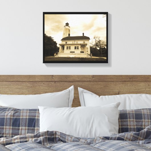 Sandy Hook Lighthouse Canvas Afdruk (Insitu (Slaapkamer))