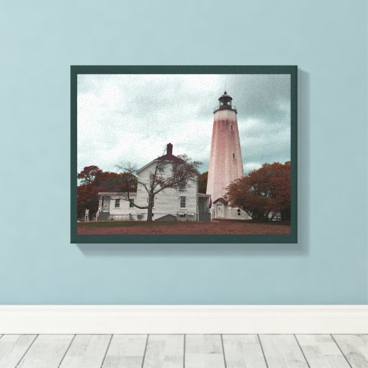 Sandy Hook Lighthouse Canvas Afdruk (Insitu (Houten vloer))