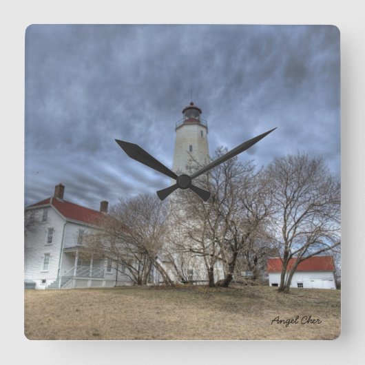 Sandy Hook Lighthouse Clock 2 Vierkante Klok (Voorkant)