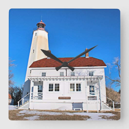 Sandy Hook Lighthouse, New Jersey Wall Clock Vierkante Klok (Voorkant)