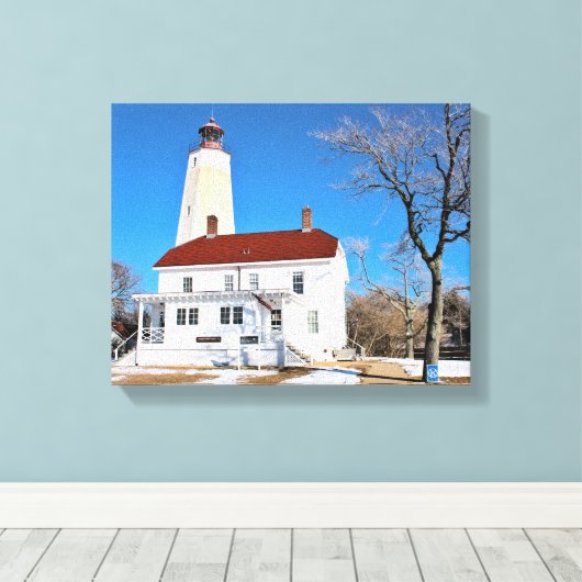 Sandy Hook Lighthouse, New Jersey Wrapped Canvas (Insitu (Houten vloer))